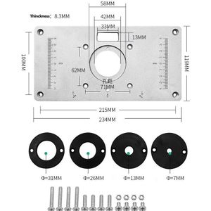 Router Tafel Plaat 700C Aluminium Router Tafel Insert Plaat 4 Ringen Schroeven Voor Houtbewerking Bankjes Hout Router Graveermachine