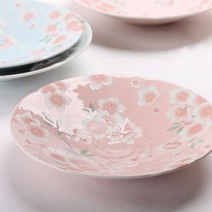 Made In Japan Onder Geglazuurde Kleine Plaat Keramische Bloemen Sakura Gedrukt Taart Gerechten Thuis Servies Schotel Porselein 5 Inch