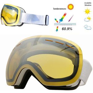 Gobygo Skiën Brillen Fietsen Zonnebril Mannen Vrouwen Ski Bril UV400 Anti-Fog Grote Ski Masker Bril Sneeuw Snowboard gepolariseerde
