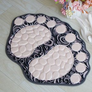 Voeten Vormige Mat Flanel Tapijt Badkamer Mat Antislip 3D Pebble Voetmassage Pads Absorberende Deurmat Wc Tapijten Bad mat Vloer