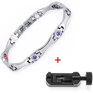 Rainso Elegante Roestvrij Staal Energie Gezondheid Magnetische Armband Met Magneet Steentjes Vriendschap Armbanden Voor Vrouw