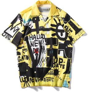 Hawaiian Shirt Graffiti Heren Hip Hop Shirts Streetwear Harajuku Strand Zomer Casual Shirt Tops Korte Mouwen Mannen HH181