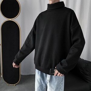 Truien Mannen Turtelneck Solide Losse Mode All-Match Herfst Breien Koreaanse Stijl Mens Studenten Ulzzang Retro Stijlvolle Leisure