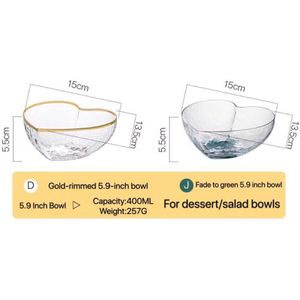 Onregelmatige Goud Omrande Glas Slakom Fruitschaal Voedsel Opslag Container Decoratieve Servies Kristal Hartvormige Glas