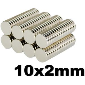 10X2 Sterke Neodymium Magneet Permanente N35 Ndfeb Super Krachtige Kleine Ronde Magnetische Magneten Disc 10 Mm X 2 Mm 50 Pcs