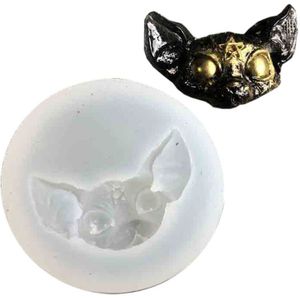 Epoxyhars Kat Charms Siliconen Mallen Sieraden Casting Sphynx Kat 3 Ogen Kitty Hoorns Kitten Hoofd Raven Crow Schedel Mold