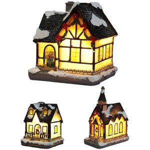 Lanterna Decorativa Kerst Huis Lantaarn Met Led Licht Opknoping Sneeuw Kerstman Scene House Decoratieve Kaars Ornamnet Voor Indoor