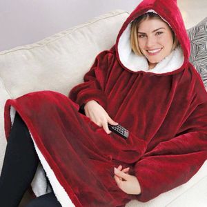 Lui Trui Tv Deken, Outdoor Koude-Proof En Warm Nachtjapon, Paar Home Service, hooded Fleece, Warm Night Gown