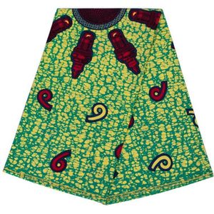 Afrikaanse Stof Puur Katoen Groen En Rood 6 Print Stof Voor Feestjurk pagnes Africain Wax