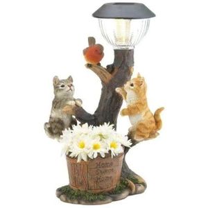 Tuinbeeld eekhoorn beeldjes, hars tuin sculpturen met 5 lichten, buiten
