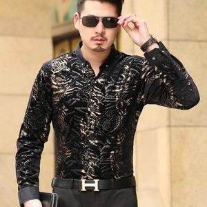 Luxe Zijden Luipaard Shirts Mannenmode Lange Mouw Zomer Zaken Jurk Bloemen Shirt