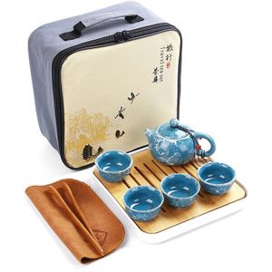 Hoogwaardige Steen Patroon Glazuur Kung Fu Thee Set Draagbare Theepot Drinkware Thee Pot Gaiwan Cup Set Keramische Chinese puer Thee Ketel