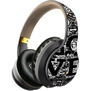 Ikole Draadloze Headset Bluetooth 5.0 Modieuze Graffiti Hoofdtelefoon Foldablel Bass Stereo Gaming Oortelefoon Ondersteuning Mic/Tf/Radio