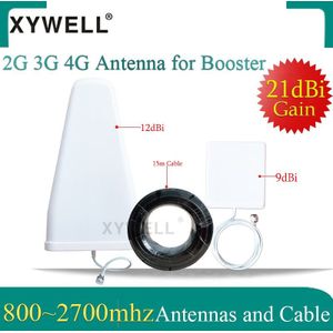 Xywell 21dBi 4G Antennes 800 ~ 2700Mhz Lpda Buitenantenne Panel Indoor Antenne 15 Meter Kabel Voor 2G 3G 4G Mobiele Signaal Booster