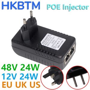 Hkbtm Poe Injector 48V 24V 12V 24W Eu Ons Uk Au Plug Voor Cctv Ip Camera voeding Ethernet Adapter Telefoon Ap