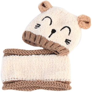 Leuke Baby Peuter Herfst Winter Beanie Warme Muts Hooded Sjaal Oorklep Kat Leuke Gebreide Cap Kids