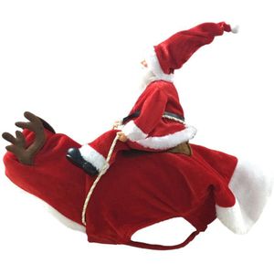 Kerst Hond Kostuum Grappige Hond Kerst Kerstman Kostuum Rijden Op Hond Pet Kerst Outfit Pet Kerst Kleding