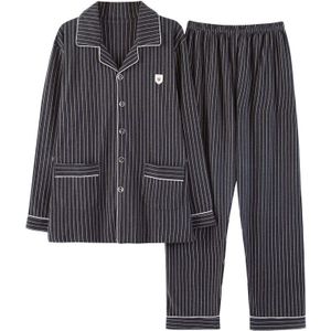 Pyjama Lente Heren Pyjama Katoenen Vest Nachtkleding Gestreepte Eenvoudige Homewear Mannen Slaap Kleding Kimono Mannen