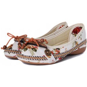 Vintage Mocassins Vrouwen Flats Bloem Slip Op Lace Up Loafers Schoenen Comfortabele Oude Peking Ballerina Platte Schoenen Sapato Feminino