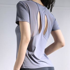 Sport Top Korte Mouwen Losse Workout Shirt Quick Dry Ademende Sportkleding T-shirt Vrouwen Yoga Shirt Ruglooze Hollow Out