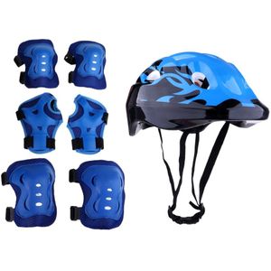 7 Pcs Kind Fietsen Inline Rolschaatsen Beschermende Gear Set-58-62 Cm Veiligheid Helm + Knie & elleboog Pads + Wrist Guards