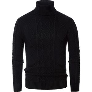 Mannen Coltrui Trui Kleding Warme Gebreide Tops Lange Mouwen Kabel Patroon Dikke Stijlvolle Herfst Winter Mode Jumper