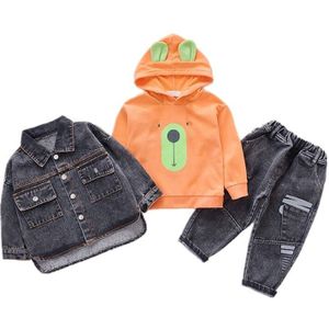 Lente Herfst Kinderen Mode Kleding Baby Boy Meisje Jas Hoodie Jeans Broek 3 Stks/sets Kids Baby Kleding Peuter Trainingspak