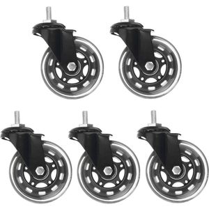 5Pcs Office Stoel Caster Wielen 3 Inch Zwenkwiel Wielen Vervanging Veilig Rolling Bureau Stoel Wielen Meubels Hardware