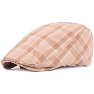 Plaid Zomer Zon Hoeden Voor Mannen Vrouwen Casual Check Katoen Baret Caps Gorras Planas Boinas Platte Pet Verstelbare Mannelijke Baretten