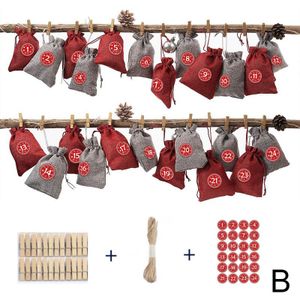 Advent Kalender Set 24 Vullen Stof Bags Met Nummer Etiketten Voor Diy Kerst Decor TN99