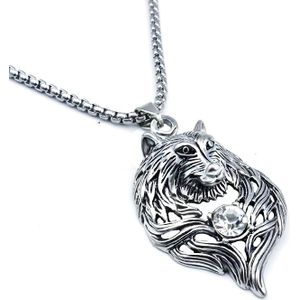 Wolf Hoofd Titanium Stalen Ketting Mannen Wolf Tand Ketting Overheersend Hanger Party Accessoires