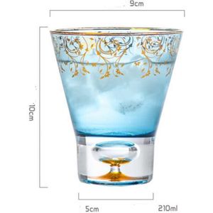 Exquisite Gouden Rand Blauw Droom Glas Wijn Glas Cup Stijlvolle Woonkamer Decoratie Whiskey Cocktail Cup