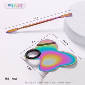 1Set Nail Make-Up Palet Rvs Kleurrijke Palet Met Spatel Stok Nagellak Mengen Plaat Foundation Oogschaduw Mixer