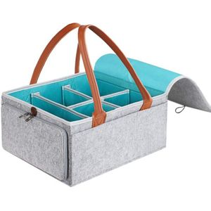 Grote Luier Caddy Organizer Baby Nursery Opslag Mand Met Rits Deksel En Lederen Handvat Kraamcadeau Doekjes