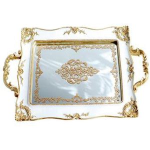 Europese Vintage Taart Trays Goud Spiegel Glas Cupcake Plaat Parfum Houder Mirrored Make-Up Lade Wedding Party Thuis Decoratio