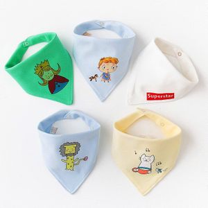 5Pcs Slabbers Cartoon Print 9 Type Katoenen Baby Babador Bandana Bib Voor Baby 'S Sjaal Jongens Meisjes Baby Bib burp Bavoir Bandana