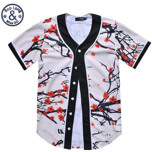 Mr. Baolong Zomer Mannen Vrouwen Korte Mouw T-shirt 3D Afdrukken Pruimenbloesem Bloem Honkbaloverhemd Harajuku Top Plus Size xxxl