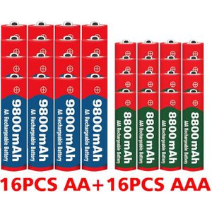 20 Stuks Aa Aaa Batterij 1.5V Aa 9800 Mah 1.5V Aaa 8800 Mah Alkaline 1.5V Oplaadbare Batterij Voor Klok Speelgoed Camera Batterij