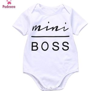 Print Brief Mini Boss Pasgeboren Kleding Baby Meisje Jongen Romper Kerst Jumpsuit Zomer Sunsuit Outfits Baby Onesie