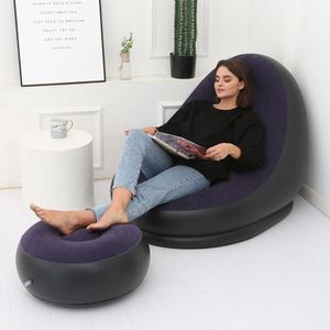 Opblaasbare Leisure Bean Bag Bank Lui Couch Stoel Outdoor Vouwen Lounger Bed Bladerdeeg Up Seat Poef Tas Tatami Met voetenbank