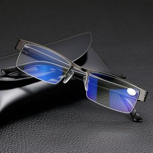 Mannen Business Leesbril Mode Metalen Half Frame Glazen voor Lezen Mannelijke Retro Brillen Dioptrie 1.0 1.5 2.0 2.5 3.0 3.5 4.0