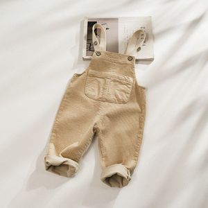 Peuter Kids Overalls Koreaanse Big Pocket Jumpsuit Voor Meisjes Corduroy Jongens Broek Toevallige Baby Kind broek