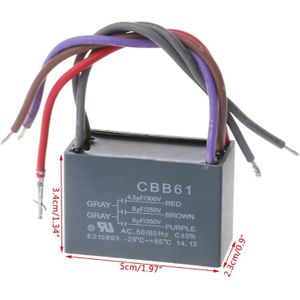CBB61 Plafond Ventilator Condensator 4.5Uf + 6Uf + 6Uf 5 Draad 250V 5 Speed Startcondensator mar28