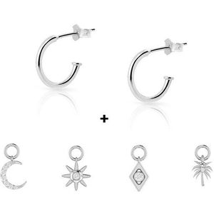 Roxi Ins 925 Sterling Silver Kraakbeen Stud Oorbellen Voor Vrouwen Gratis Te Dragen Ongebruikelijke Wedding Maan Zon Geometry Earring