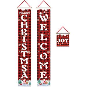 1 Paar Rood Zwart Rooster Thuis Kerst Decoratie Deur Gordijn Ornament Opknoping Deur Teken Front Party Deur Hanger Voor Home