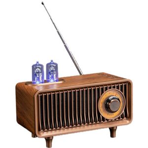 Wooden Retro Radio Wireless Bluetooth Speaker Subwoofer Music Player With LED Light Support Handsfree TF Card U Disk
