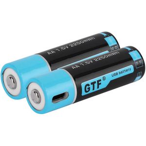 GTF1.5V Usb Aa Li-Ion Batterij 2550mwh 1500Mah 100% Capaciteit Li-Polymer Usb Oplaadbare Lithium Usb Batterij Usb Kabel