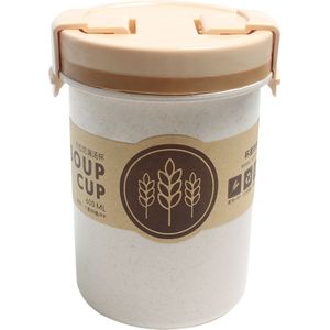 600 Ml Tarwe Stro Soep Cup Lekvrije Plastic Ontbijt Microwaveable Water Snap Pot Mini Lunchbox Creatieve Melk thee Kopjes