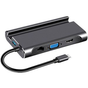 7 In 1 Type C Docking Station Hdmi Usb 3.0 Hdmi Vga RJ45 Pd Usb Hub Adapter Voor Laptop Pro dock Hub
