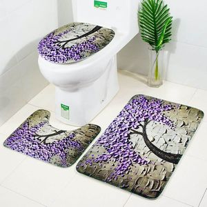 Drie Stuk Boom Patroon Wc Cover Anti-Slip Mat Deurmatten Thuis Badkamer Benodigdheden